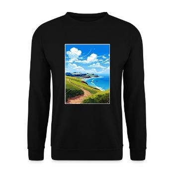 Coromandel-Halbinsel Neuseeland Reiseposter - Unisex Pullover - Schwarz - Vorne - Alina (178cm) & Michal (187cm)