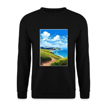 Coromandel-Halbinsel Neuseeland Reiseposter - Unisex Pullover - Schwarz - Vorne - Alina (178cm) & Michal (187cm)