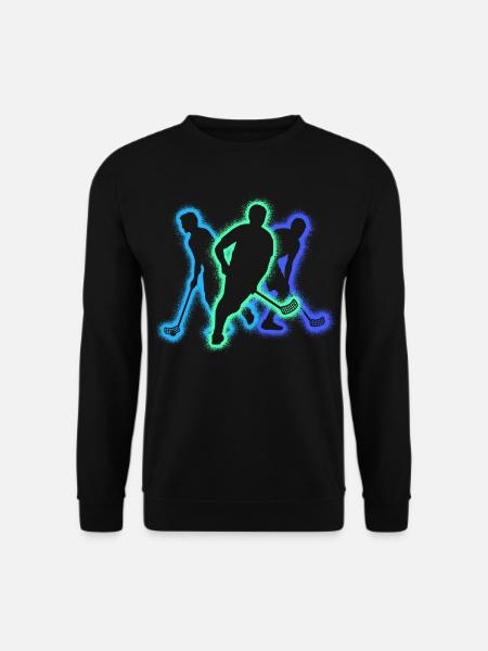Floorball Spieler Silhouette Floorballer Unihockey - Unisex Pullover - Schwarz