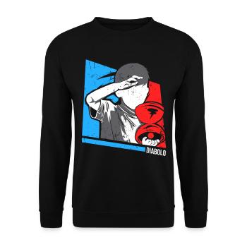 Wirbelnder Diabolo Zirkusjongleur - Unisex Pullover - Schwarz - Vorne - Alina (178cm) & Michal (187cm)