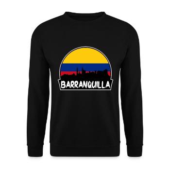 Barranquilla Kolumbien Flagge Skyline Silhouette Trav - Unisex Pullover - Schwarz - Vorne - Alina (178cm) & Michal (187cm)
