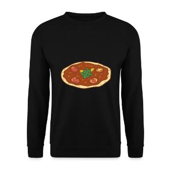 Würziges Lahmacun Fladenbrot - Unisex Pullover - Schwarz - Vorne - Alina (178cm) & Michal (187cm)