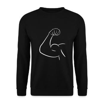 Muskel Bizeps - Unisex Pullover - Schwarz - Vorne - Alina (178cm) & Michal (187cm)
