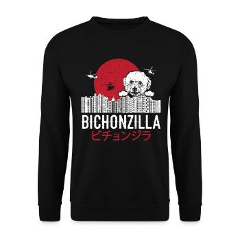 Bichonzilla Bichon Frise Hundeliebhaber Welpe - Unisex Pullover - Schwarz - Vorne - Alina (178cm) & Michal (187cm)
