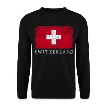 Schweiz Schweizer Flagge Schweizerflagge - Unisex Pullover - Schwarz - Vorne - Alina (178cm) & Michal (187cm)
