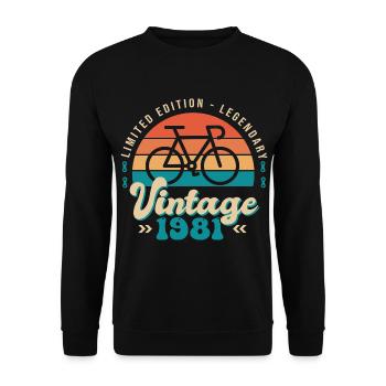 1981 Jubiläum Radrad Jahrgang 1981 - Unisex Pullover - Schwarz - Vorne - Alina (178cm) & Michal (187cm)