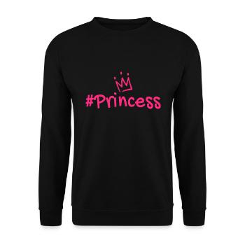 Prinzessin Krone Hashtag rosa - Unisex Pullover - Schwarz - Vorne - Alina (178cm) & Michal (187cm)