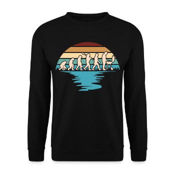 Grill Evolutions Shirt - Neandertaler bis Grillmei - Unisex Pullover - Schwarz - Vorne - Alina (178cm) & Michal (187cm)