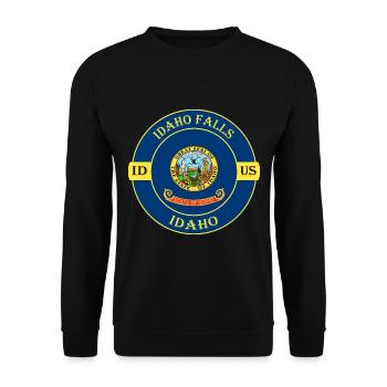 Idaho Falls Idaho Flagge USA Reise Souvenir Abzeichen - Unisex Pullover - Schwarz - Vorne - Alina (178cm) & Michal (187cm)