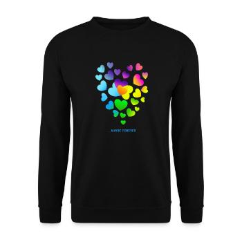 Herzen bunte Herzen Herzen Haufen - Unisex Pullover - Schwarz - Vorne - Alina (178cm) & Michal (187cm)