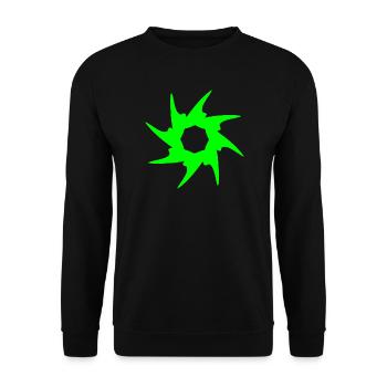 Kreis mit Stacheln Rund in Grün - Unisex Pullover - Schwarz - Vorne - Alina (178cm) & Michal (187cm)