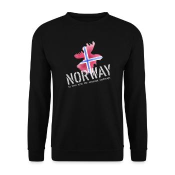 Elch Norwegen Norge - Unisex Pullover - Schwarz - Vorne - Alina (178cm) & Michal (187cm)