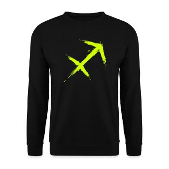 Schütze Sternzeichen Sagittarius Symbol Gelb Neu - Unisex Pullover - Schwarz - Vorne - Alina (178cm) & Michal (187cm)