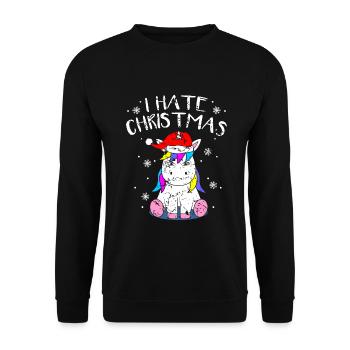 Anti-Christmas Anti-Weihnachten Einhorn Xmas Anti - Unisex Pullover - Schwarz - Vorne - Alina (178cm) & Michal (187cm)