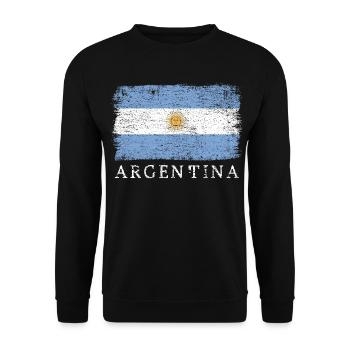 Argentinien Argentinische Flagge Argentinienflagge - Unisex Pullover - Schwarz - Vorne - Alina (178cm) & Michal (187cm)