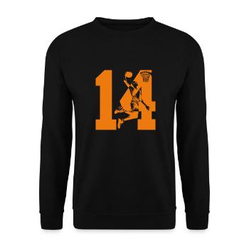 NUMMER 14 BASKETBALL 14. GEBURTSTAG - Unisex Pullover - Schwarz - Vorne - Alina (178cm) & Michal (187cm)