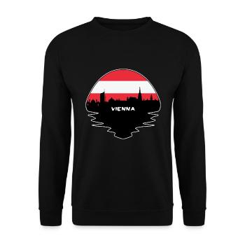 Wien Österreich Flagge Skyline Silhouette Reisen - Unisex Pullover - Schwarz - Vorne - Alina (178cm) & Michal (187cm)