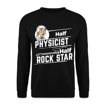 Half Physicist, half Rock Star - Physiker Gitarre - Unisex Pullover - Schwarz - Vorne - Alina (178cm) & Michal (187cm)