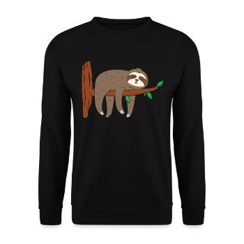 Faultier Ast Baumstamm - Unisex Pullover - Schwarz - Vorne - Alina (178cm) & Michal (187cm)