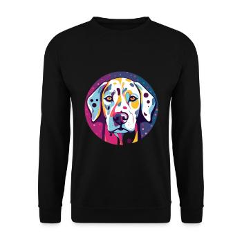 Dalmatinischer Hund Bunte Karikatur Kawai - Unisex Pullover - Schwarz - Vorne - Alina (178cm) & Michal (187cm)