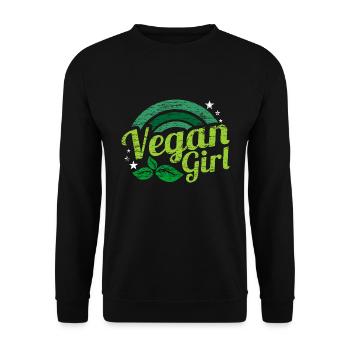 Veganerin Geschenk - Unisex Pullover - Schwarz - Vorne - Alina (178cm) & Michal (187cm)