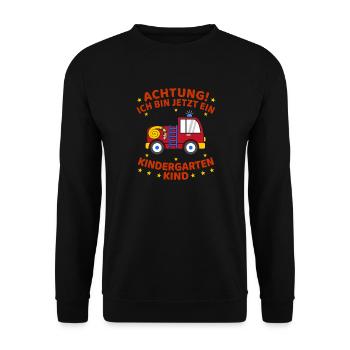 Ich Bin Jetzt Ein Kindergartenkind Feuerwehrauto 1 - Unisex Pullover - Schwarz - Vorne - Alina (178cm) & Michal (187cm)