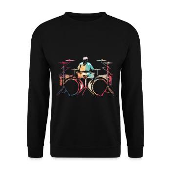 Pulsierender Schlagzeuger Rockkonzert - Unisex Pullover - Schwarz - Vorne - Alina (178cm) & Michal (187cm)