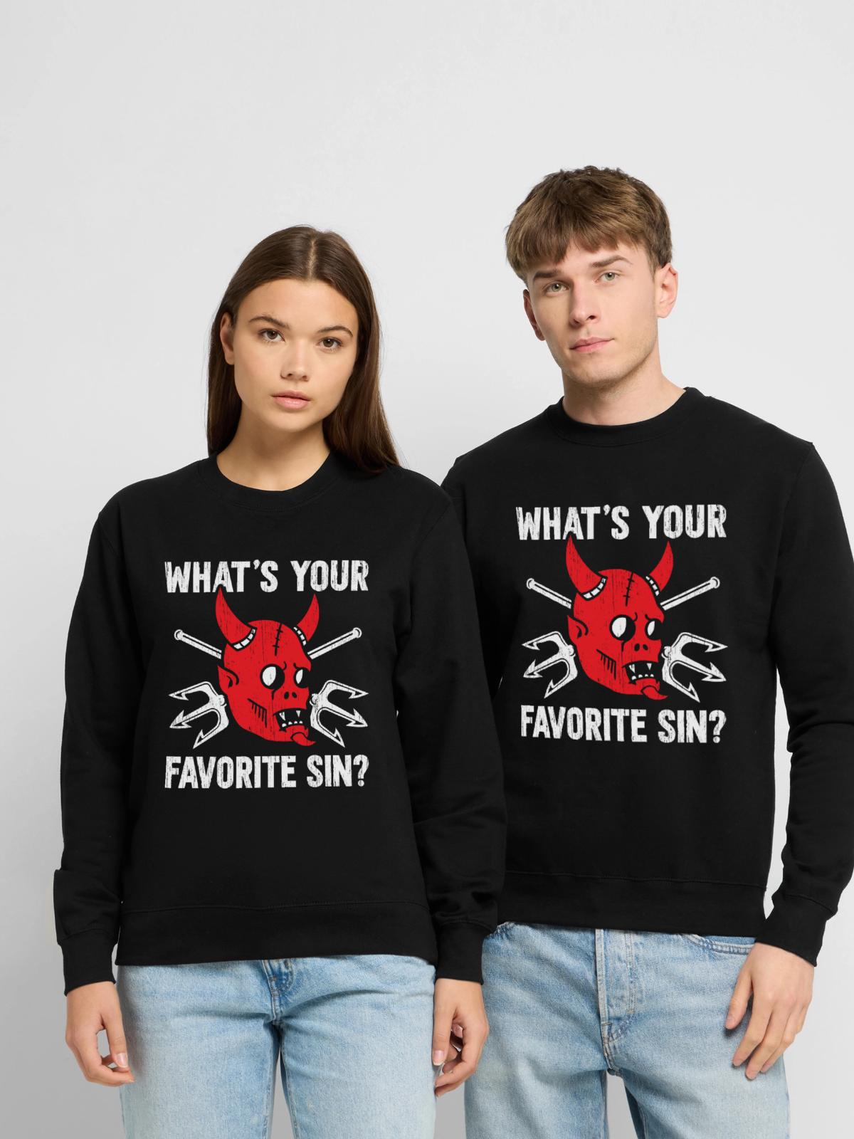 Lieblings Sünde - Unisex Pullover - Schwarz - Vorne - Alina (178cm) & Michal (187cm)