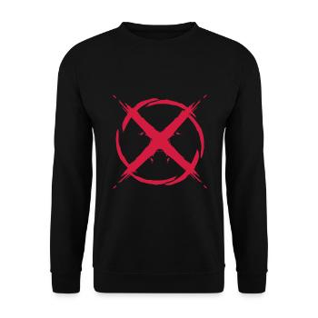 Kreis ankreuzen Symbol - Unisex Pullover - Schwarz - Vorne - Alina (178cm) & Michal (187cm)
