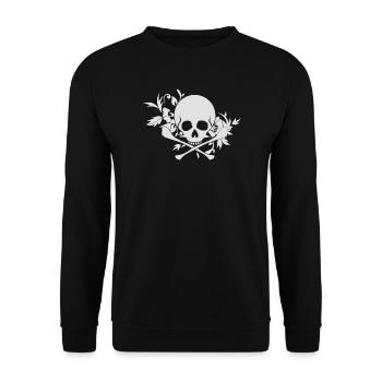 Skull Ornament - Unisex Pullover - Schwarz - Vorne - Alina (178cm) & Michal (187cm)