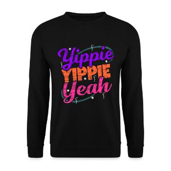 Yippie Yippie Yeah EDM Festival Musik Techno - Unisex Pullover - Schwarz - Vorne - Alina (178cm) & Michal (187cm)