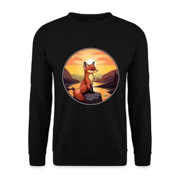 Gelehrter Fuchs Buntes Aquarell Cartoon Kawaii Haustier - Unisex Pullover - Schwarz - Vorne - Alina (178cm) & Michal (187cm)