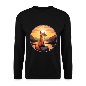 Gelehrter Fuchs Buntes Aquarell Cartoon Kawaii Haustier - Unisex Pullover - Schwarz - Vorne - Alina (178cm) & Michal (187cm)