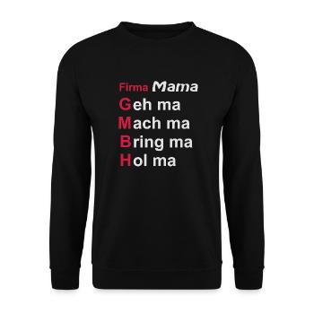 firma mama - Unisex Pullover - Schwarz - Vorne - Alina (178cm) & Michal (187cm)