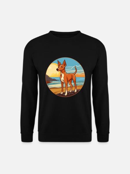 Podenco Ibicenco Hund Rasse Cartoon Kawaii Clipart - Unisex Pullover - Schwarz