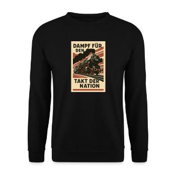 Eisenbahn Dampf für den Takt der Nation - Unisex Pullover - Schwarz - Vorne - Alina (178cm) & Michal (187cm)