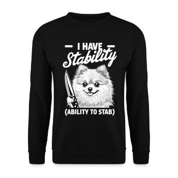 Pomeranian Spruch Hund Humor - Unisex Pullover - Schwarz - Vorne - Alina (178cm) & Michal (187cm)
