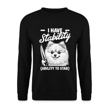 Pomeranian Spruch Hund Humor - Unisex Pullover - Schwarz - Vorne - Alina (178cm) & Michal (187cm)