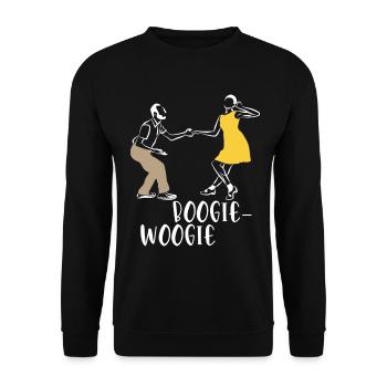Fetziger Boogie-Woogie Tanzabend - Unisex Pullover - Schwarz - Vorne - Alina (178cm) & Michal (187cm)