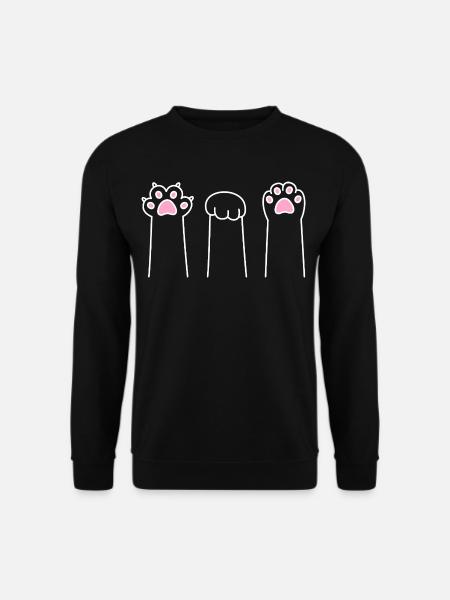 Katze Pfote Spiel Katzenpfoten Schere Stein Papier - Unisex Pullover - Schwarz