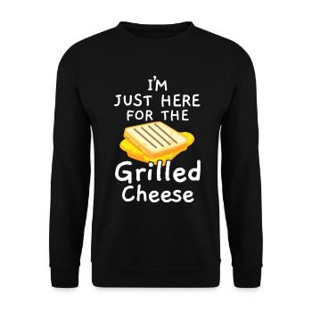 Ich bin nur wegen des gegrillten Käses hier Foodie - Unisex Pullover - Schwarz - Vorne - Alina (178cm) & Michal (187cm)