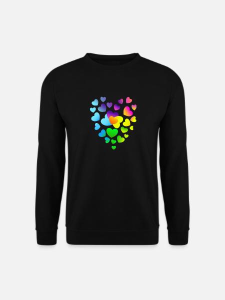 Herz Herzen bunte Herzen - Unisex Pullover - Schwarz
