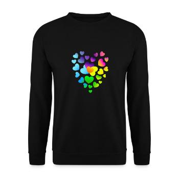 Herz Herzen bunte Herzen - Unisex Pullover - Schwarz - Vorne - Alina (178cm) & Michal (187cm)