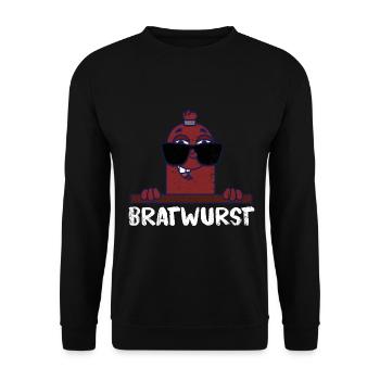 Herzhafte Bratwurst Imbissstand - Unisex Pullover - Schwarz - Vorne - Alina (178cm) & Michal (187cm)