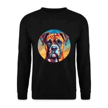 Boxer Hund Buntes Glas Bunte Karikatur Kawaii An - Unisex Pullover - Schwarz - Vorne - Alina (178cm) & Michal (187cm)