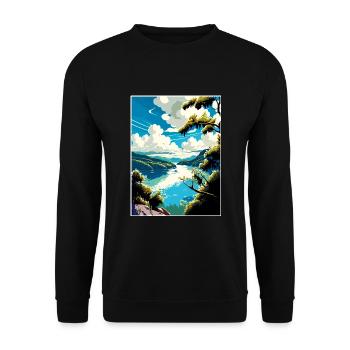 Danube River Europe Vintage Travel Poster Souvenir - Unisex Sweatshirt - black - Front - Alina (178cm) & Michal (187cm)