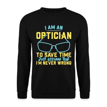 Ich bin ein Optiker Brillenflüsterer Optometrie - Unisex Pullover - Schwarz - Vorne - Alina (178cm) & Michal (187cm)