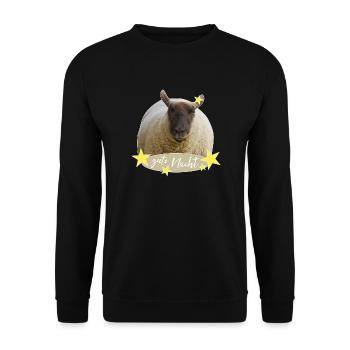 Schaf gute Nacht Schlafshirt - Unisex Pullover - Schwarz - Vorne - Alina (178cm) & Michal (187cm)