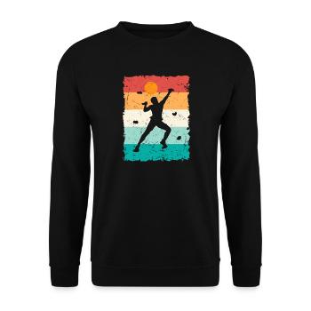 Boulder Klettern Bouldern Kletterer Bergsteiger - Unisex Pullover - Schwarz - Vorne - Alina (178cm) & Michal (187cm)