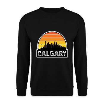 Calgary Kanada Flagge Skyline Reisesouvenir - Unisex Pullover - Schwarz - Vorne - Alina (178cm) & Michal (187cm)